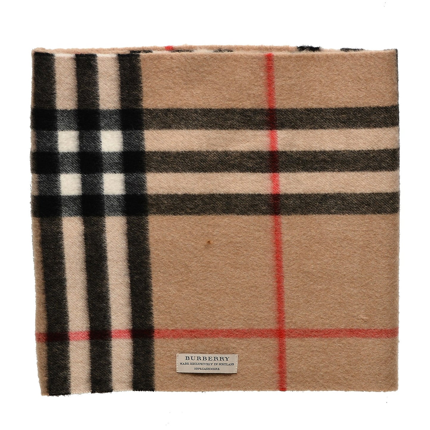 Cashmere Check Snood Scarf Camel
