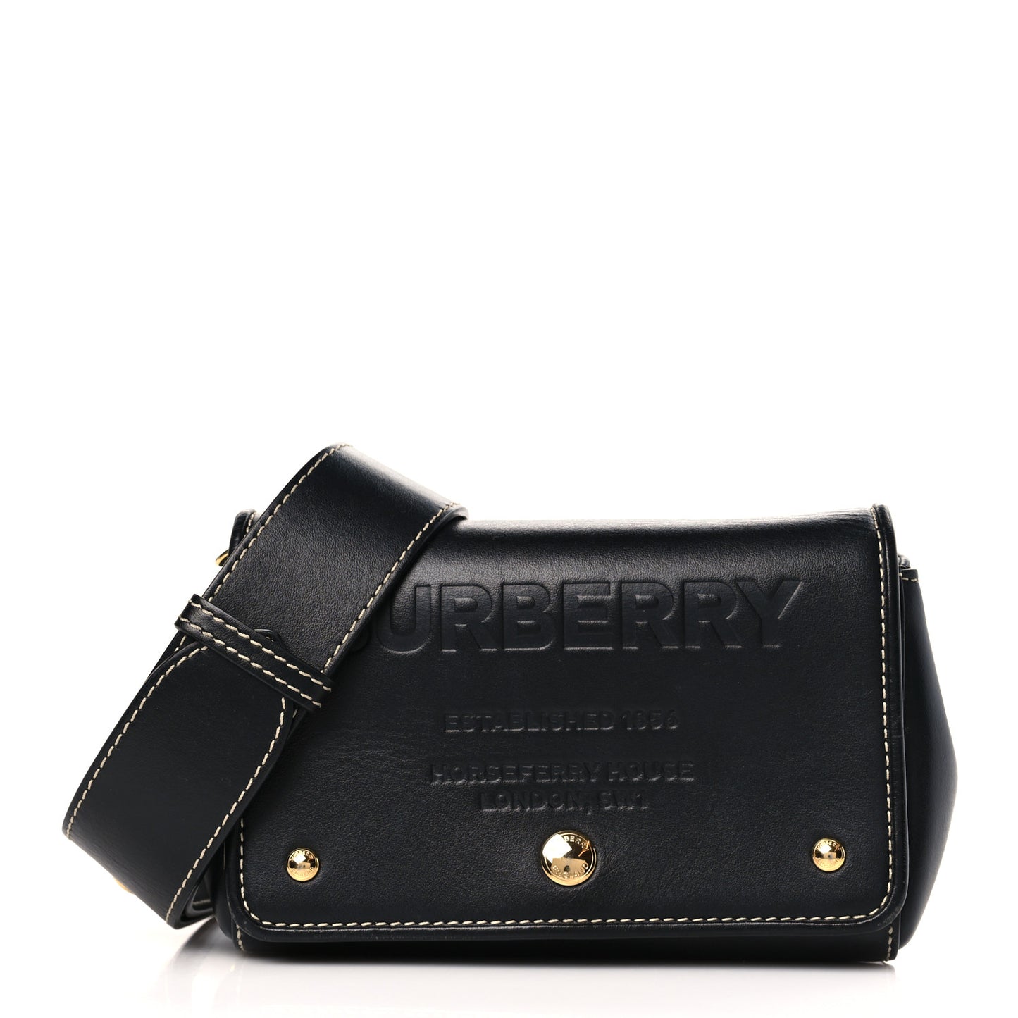 Calfskin Horseferry Print Small Crossbody Bag Black