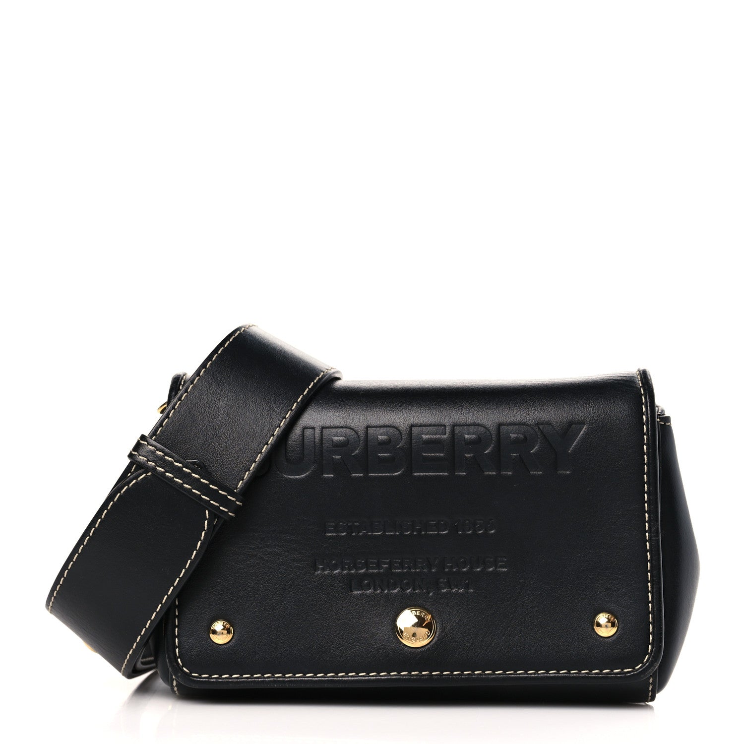 Burberry Calfskin Horseferry Print Small Crossbody Bag Black 1 of 9