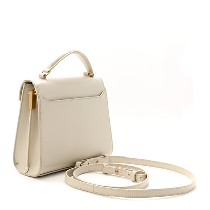 Saint Laurent Grain de Poudre Mini Classic Monogram Cassandra Top Handle Vintage White 3 of 9