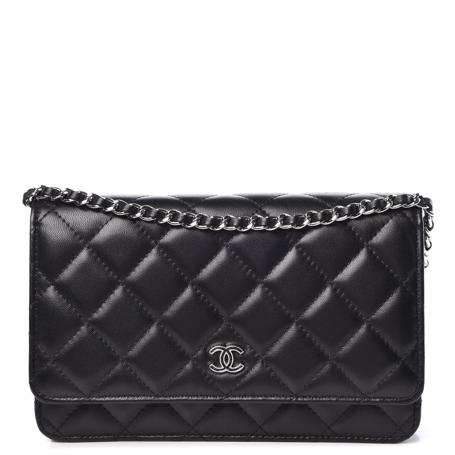 Lambskin Quilted Wallet On Chain WOC Black