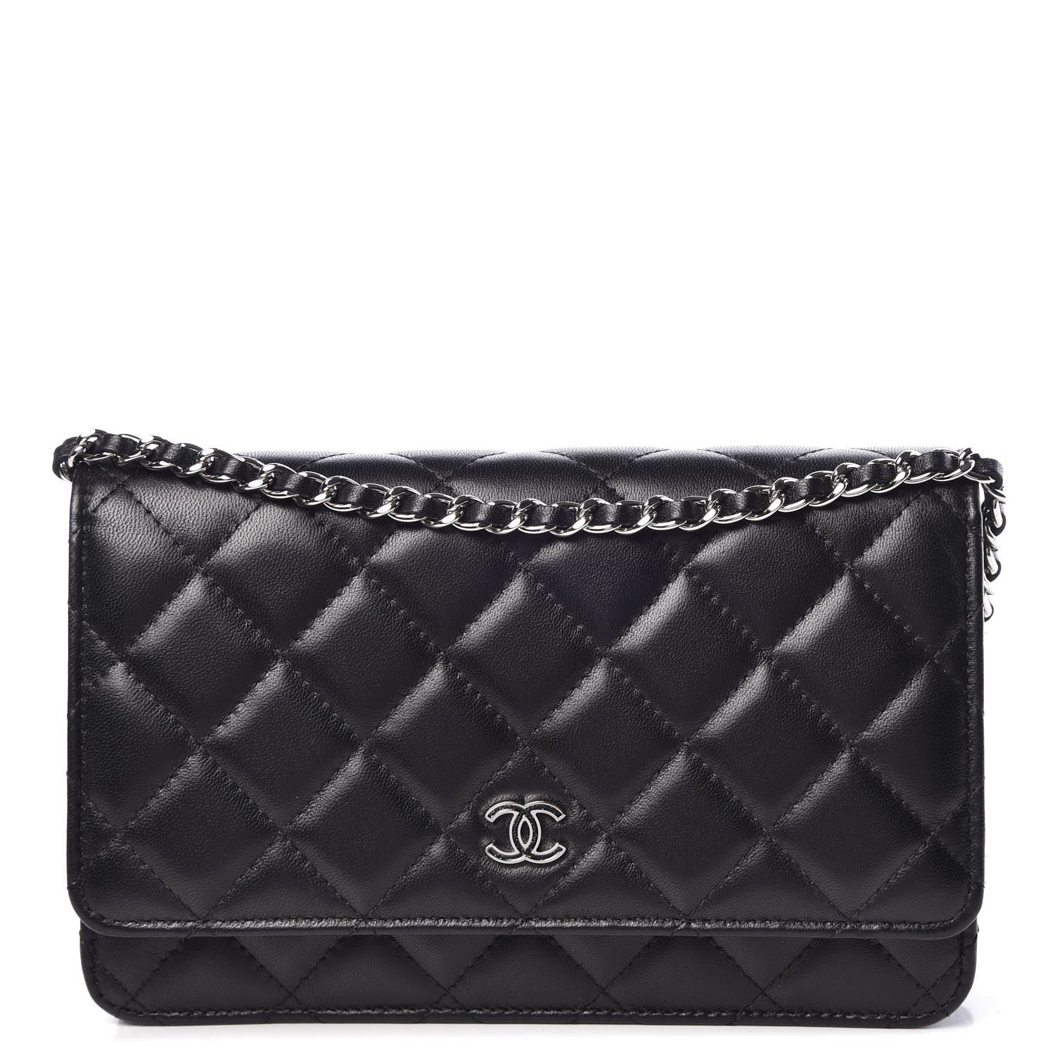 Chanel Lambskin Quilted Wallet On Chain WOC Black 1 of 8