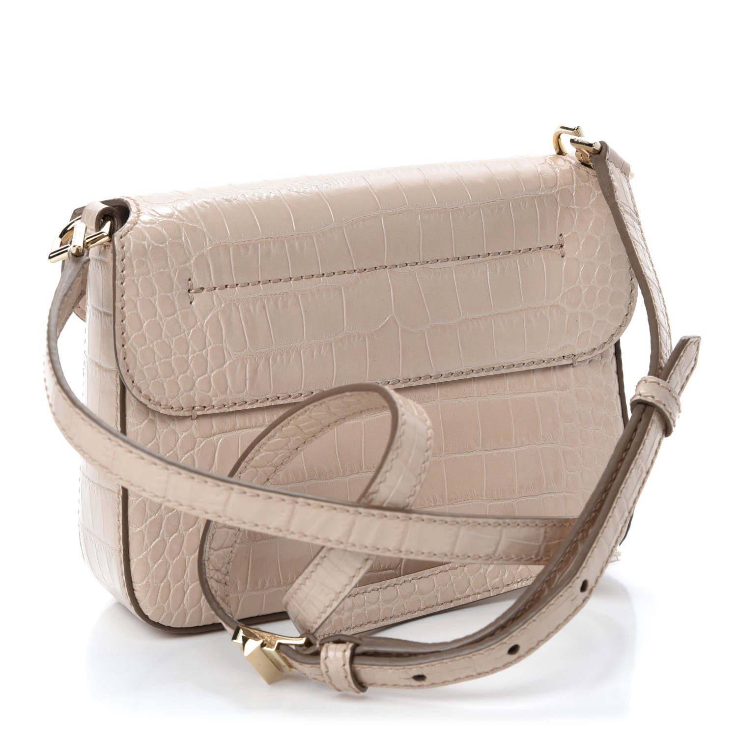 Givenchy Calfskin Crocodile Embossed Mini Nobile Shoulder Bag Nude Pink 3 of 11