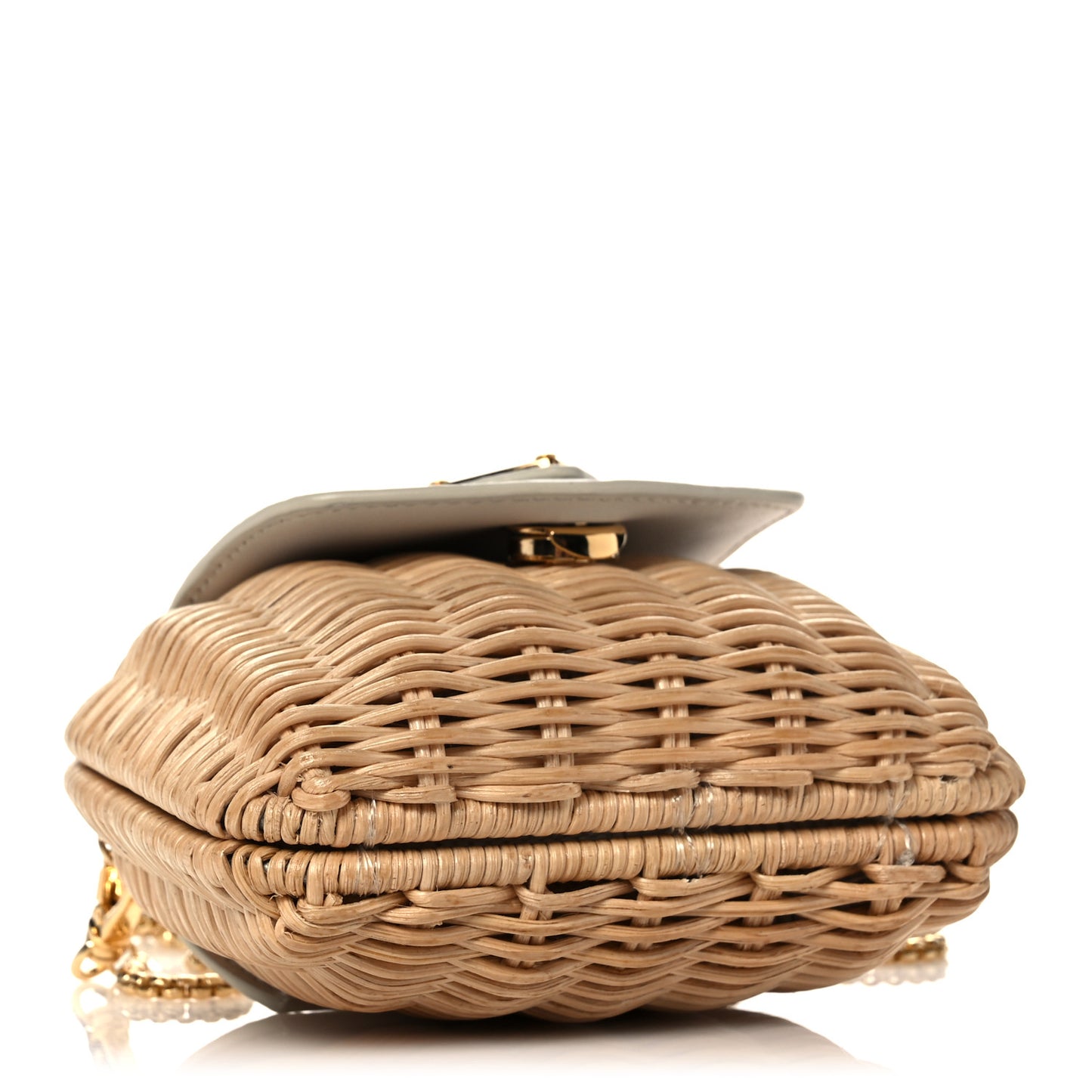 Wicker Calfskin Mini Pouch Naturale White