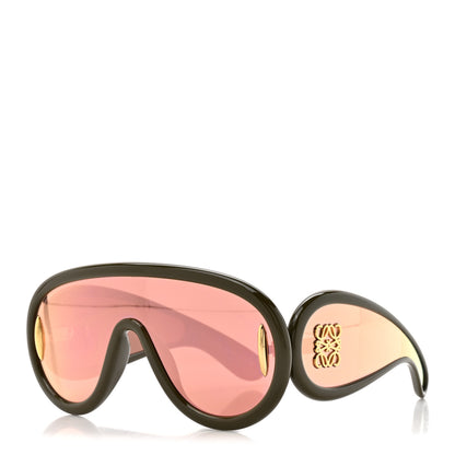 Loewe Acetate Mirrored Anagram Wave Mask Sunglasses LW40108I Brown 1 of 7