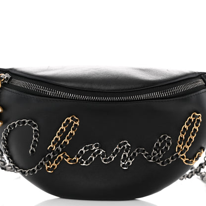 Chanel Calfskin Chain 20s Signe Waist Bag Black 7 of 10