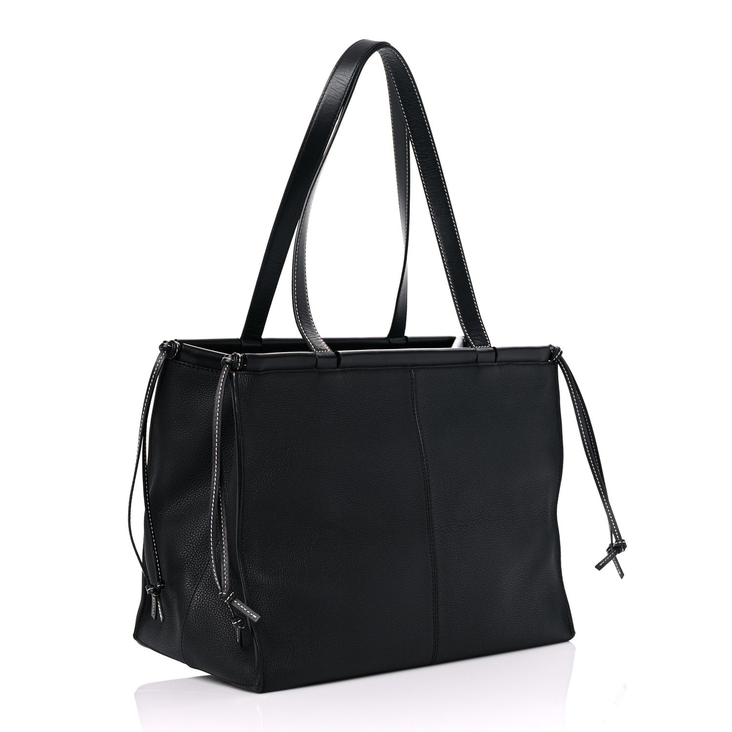 Grained Calfskin Small Cushion Tote Black