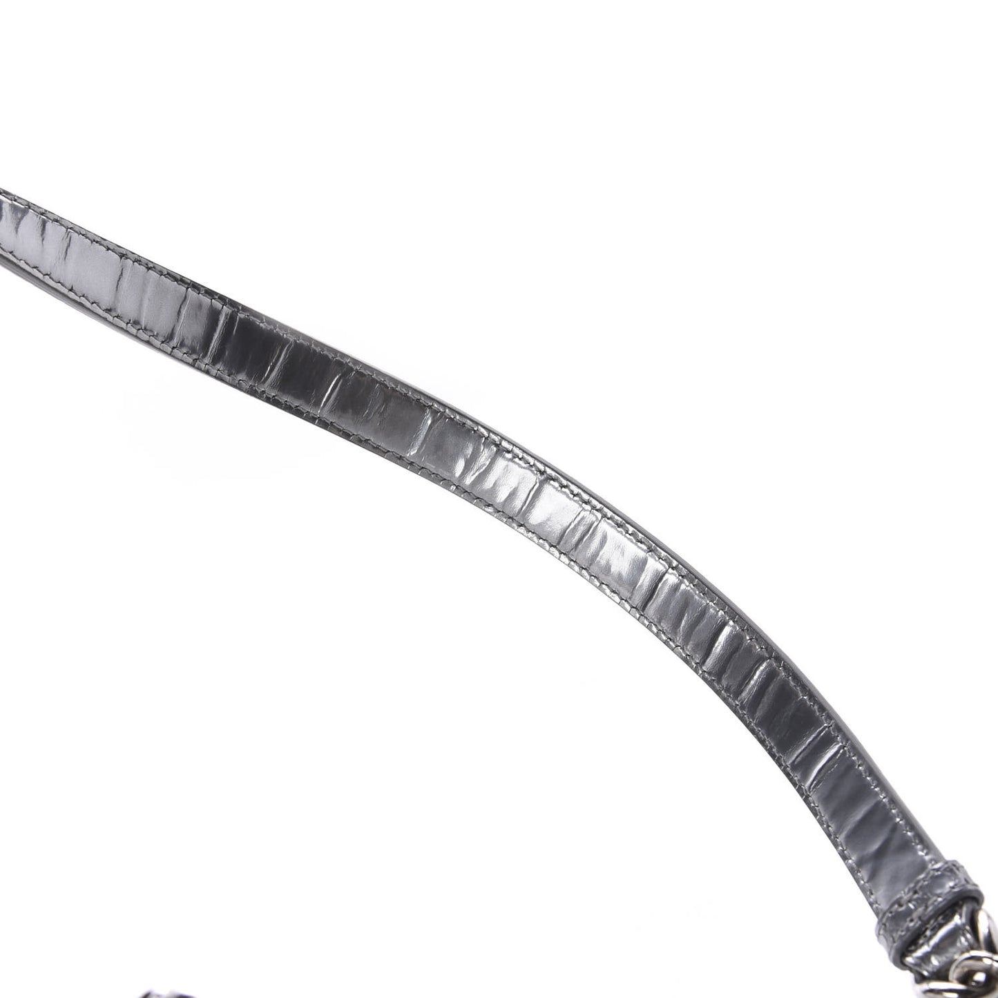 Metallic Patent Micro-Cannage Medium Diorama Flap Bag Silver