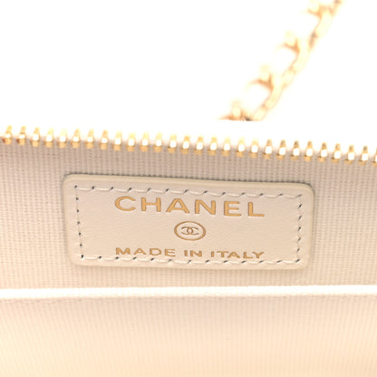 Chanel Tweed Quilted Bow Flap Card Holder On Chain White 6 of 12