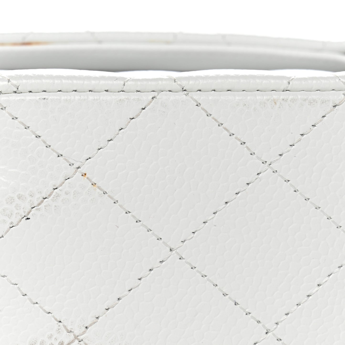 Caviar Quilted Medium Double Flap White