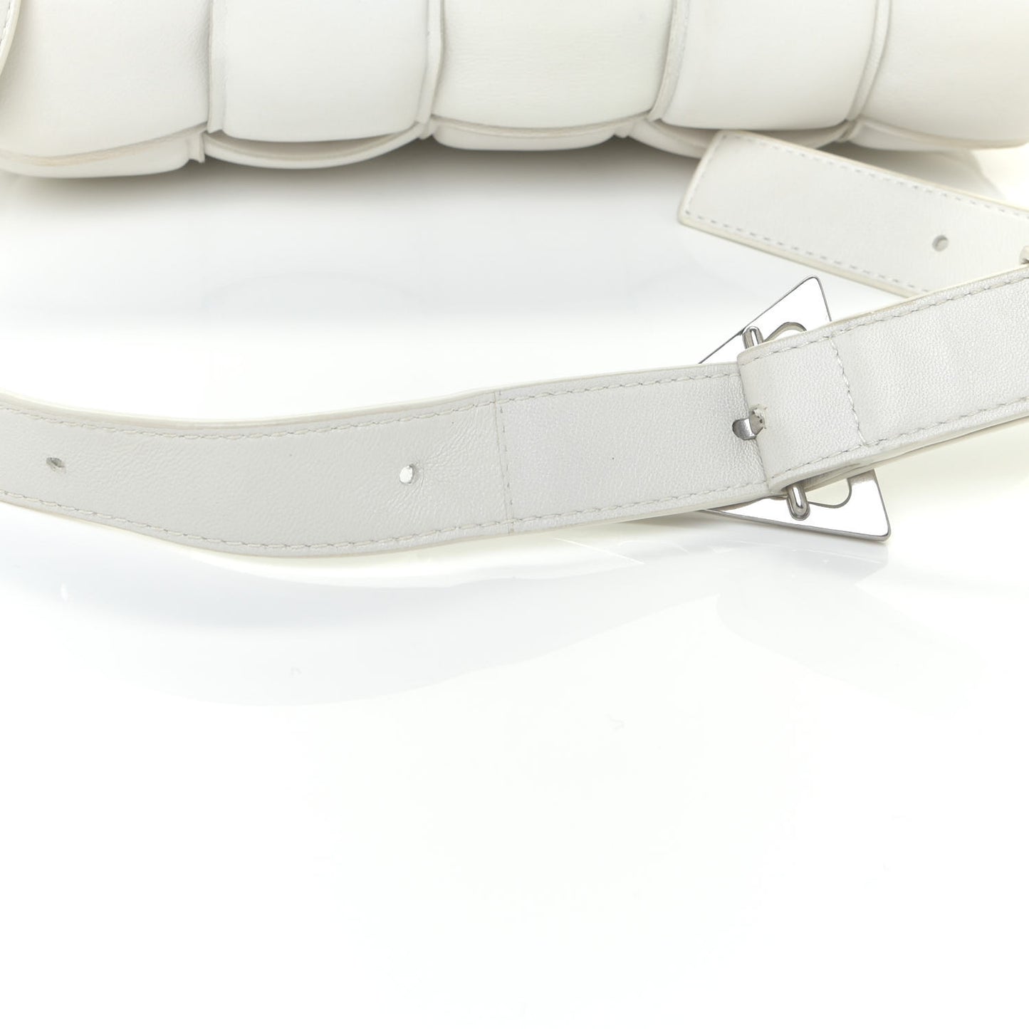 Nappa Maxi Intreccio Padded Cassette Crossbody Bag Chalk