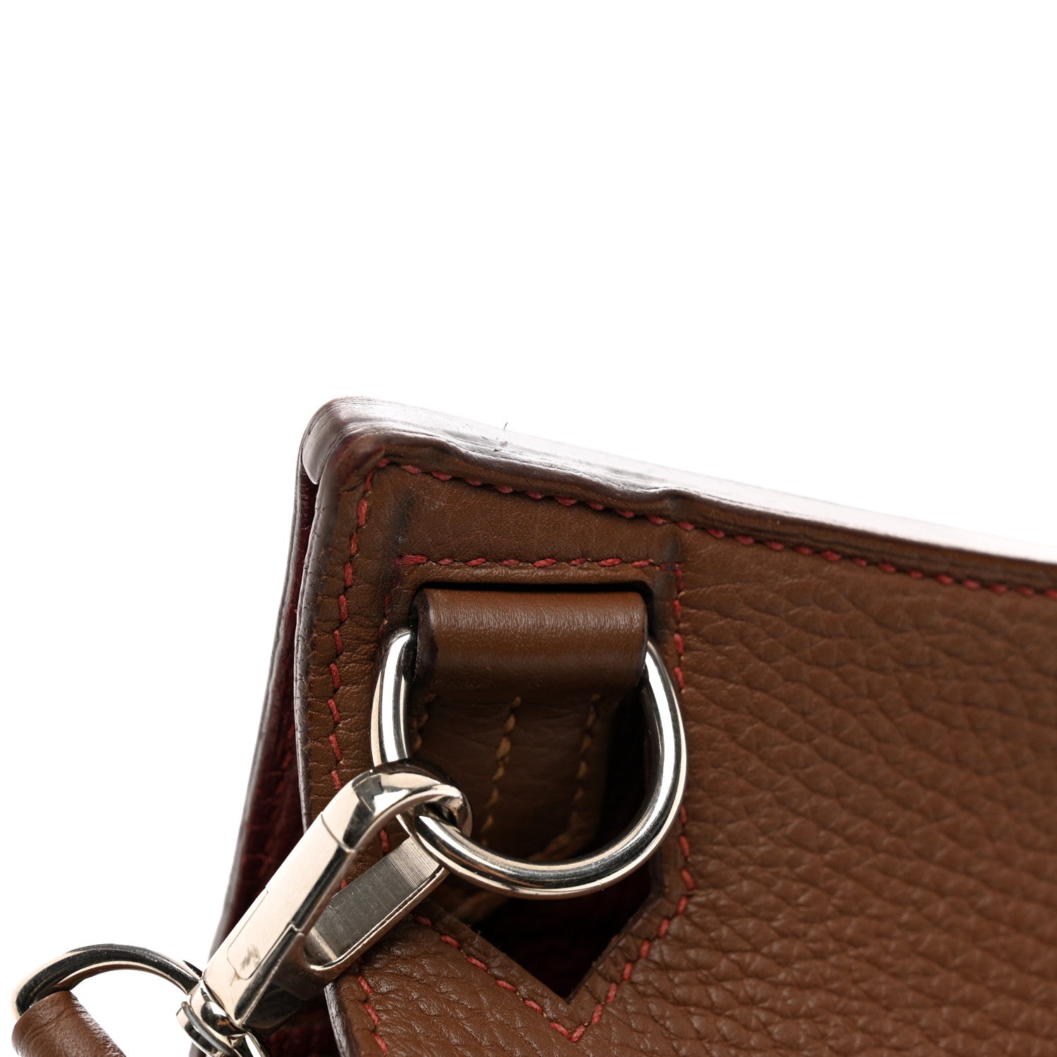 Hermes Taurillon Clemence Jypsiere 28 Marron D'Inde Rouge H 10 of 12