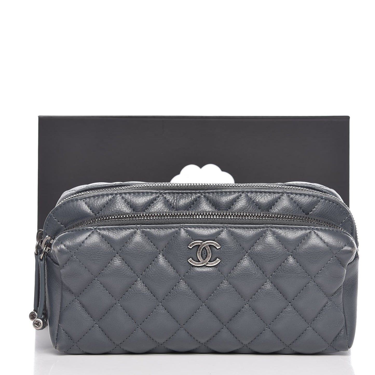 Calfskin Quilted Waist Bag Dark Gray