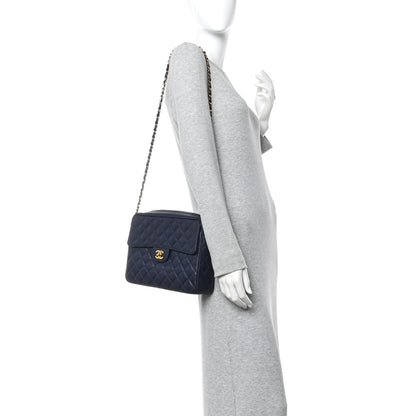 Chanel Caviar Quilted CC Shoulder Bag Navy 2 of 12