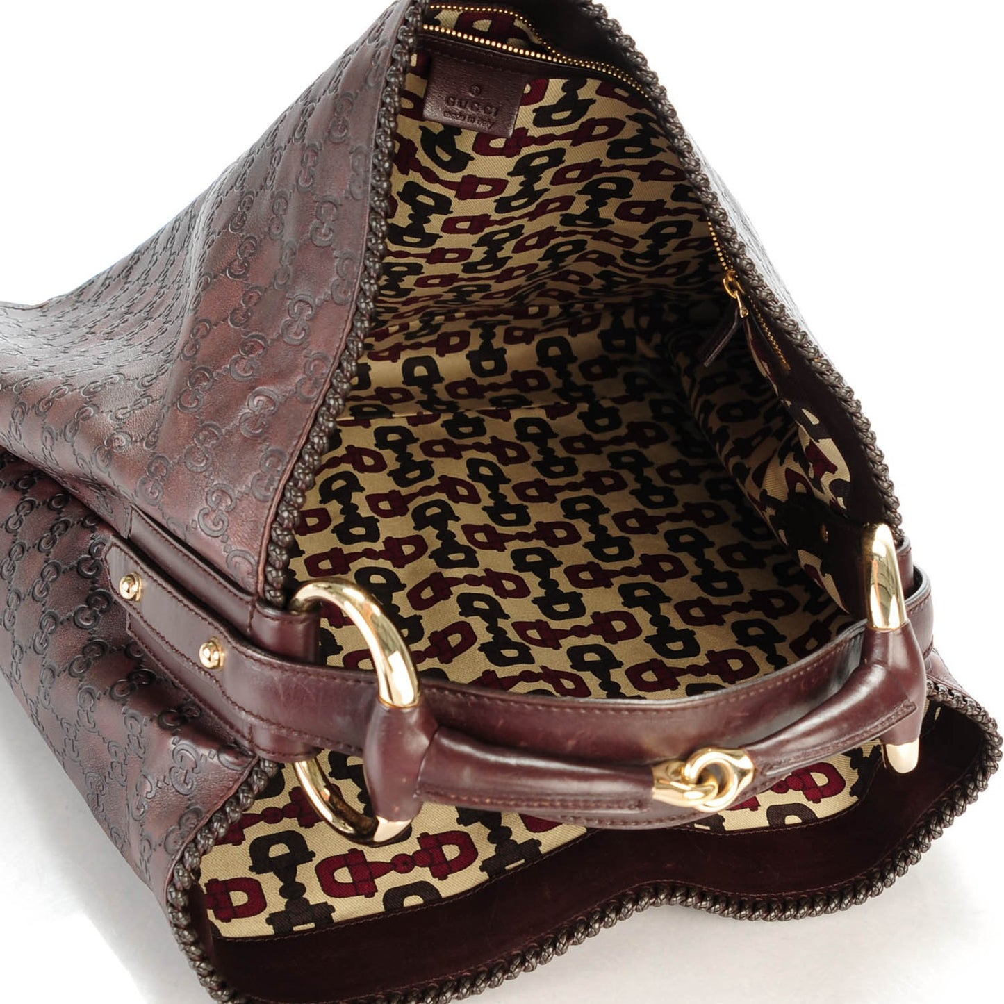 Guccissima Large Horsebit Chain Hobo Chocolate