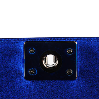 Chanel Metallic Patent Quilted Large Boy Flap Blue 6 of 9