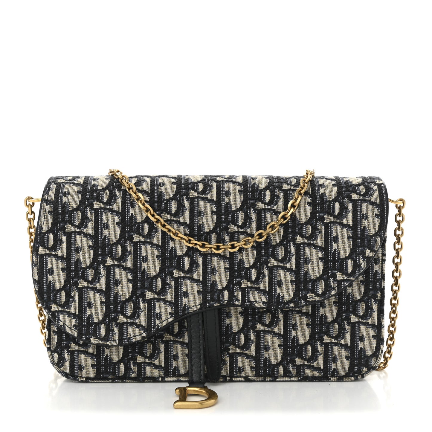 Oblique Saddle Chain Long Wallet Blue