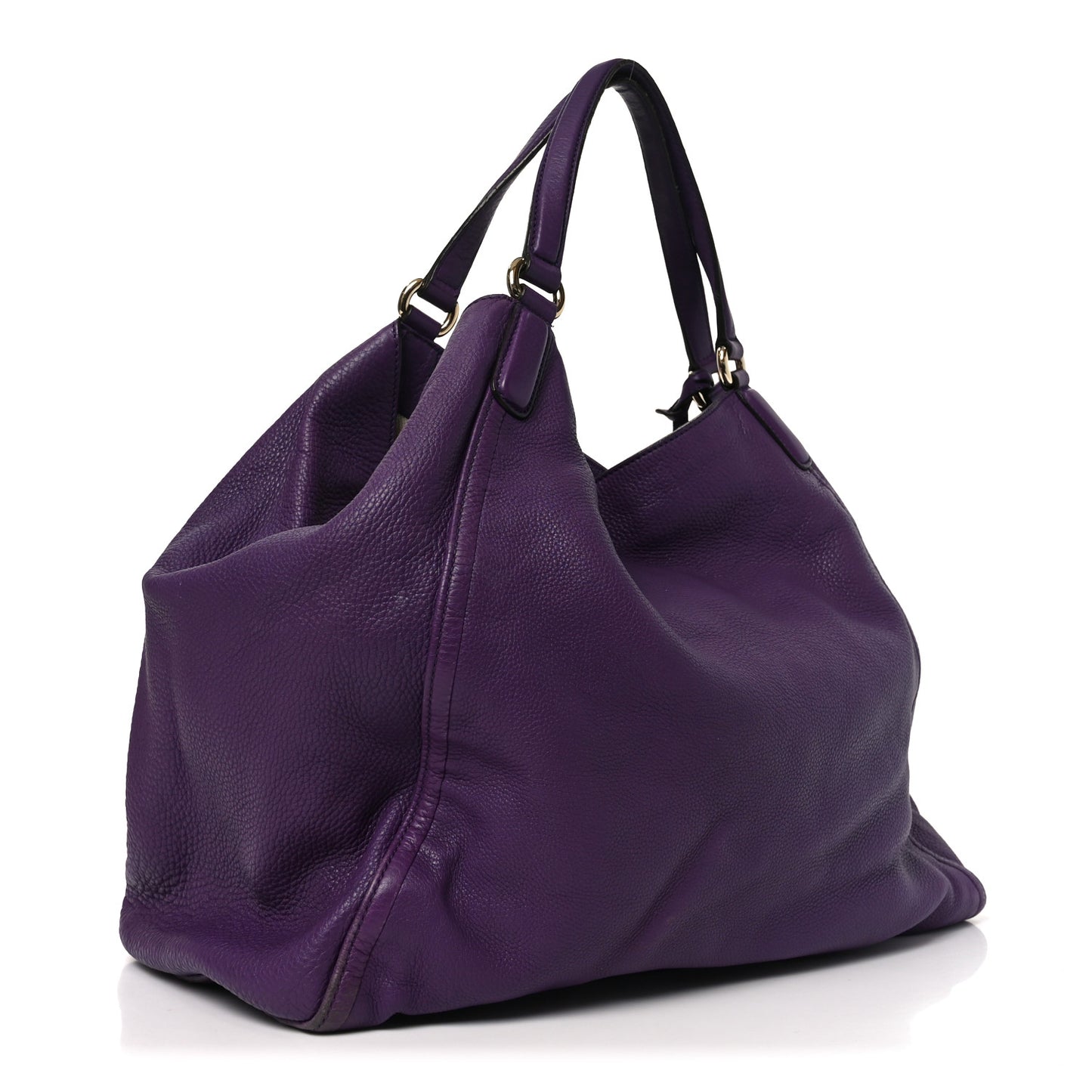 Pebbled Calfskin Large Soho Shoulder Bag Shine Purple
