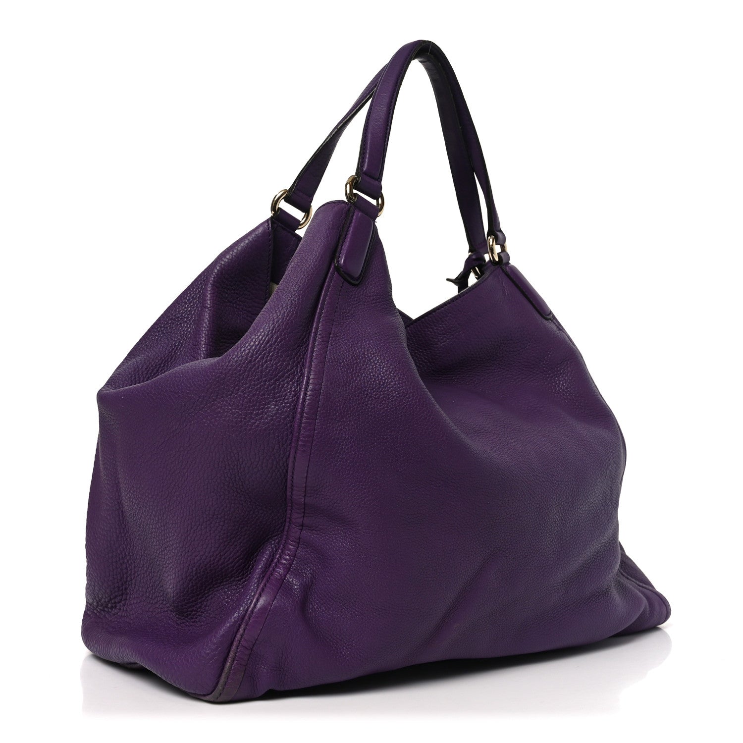 Gucci Pebbled Calfskin Large Soho Shoulder Bag Shine Purple 3 of 11