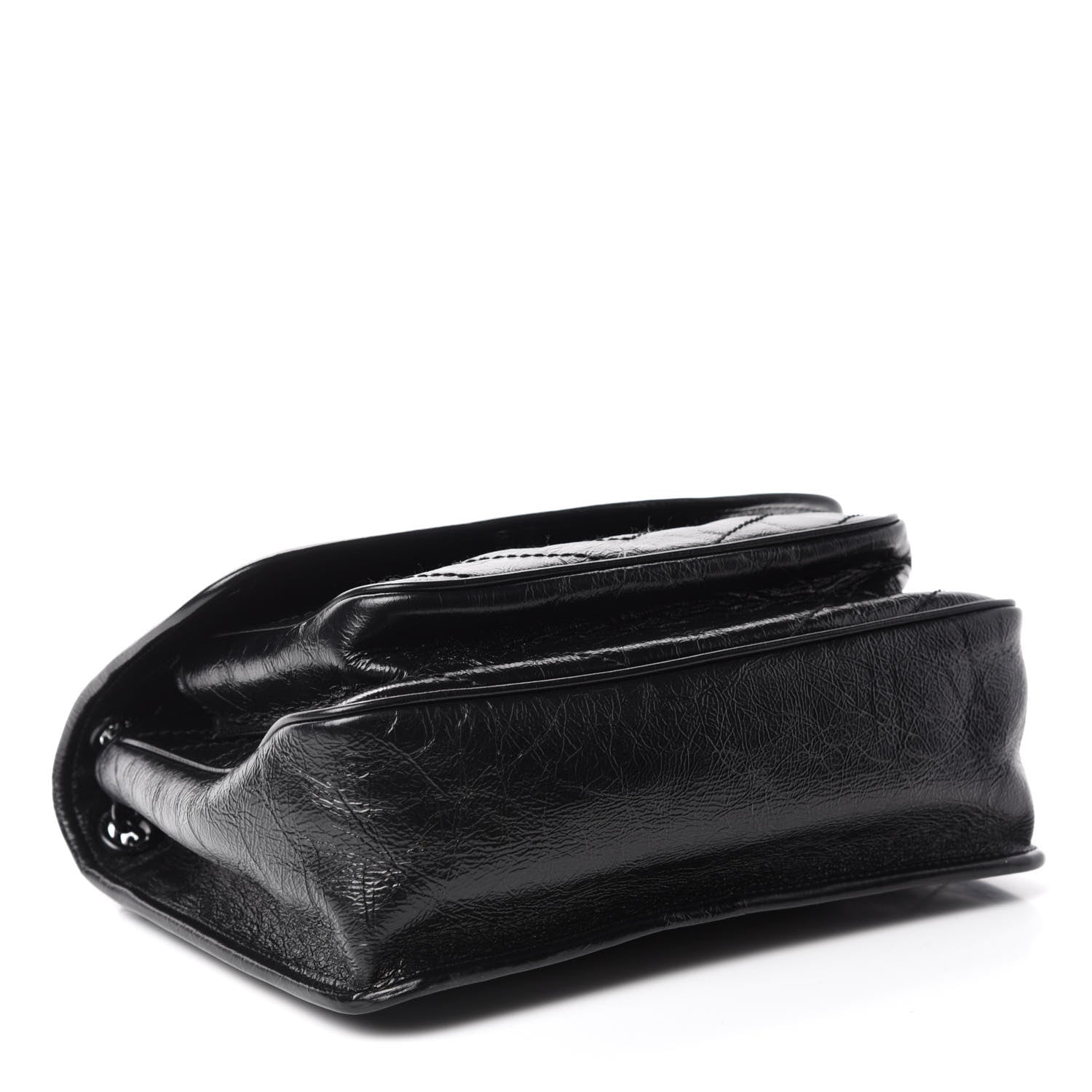 Saint Laurent Crinkled Calfskin Matelasse Monogram Medium Niki Chain Satchel Black 4 of 11