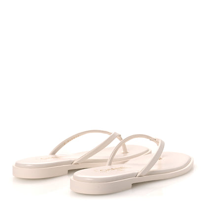 Chanel Goatskin CC Times Square Thong Sandals 37 Beige 5 of 11