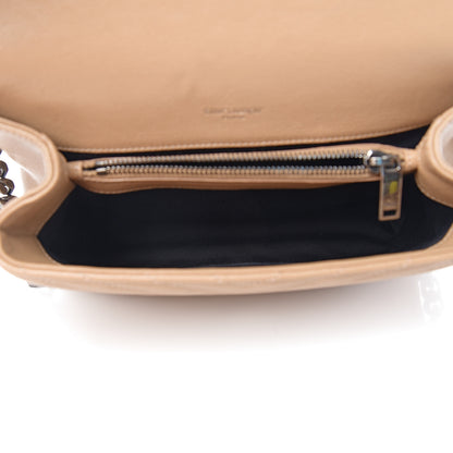 Saint Laurent Sheepskin Matelasse Chevron Monogram Medium College Bag Taupe 4 of 9