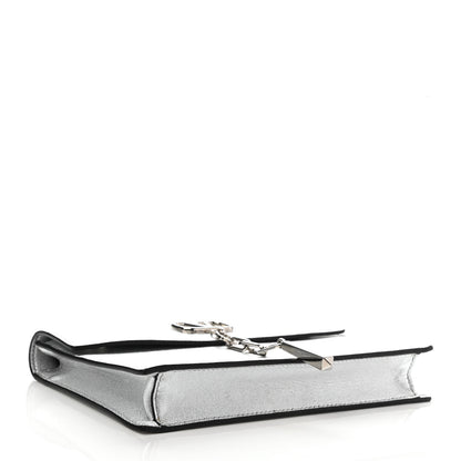 Valentino Garavani Metallic Calfskin Large Vlogo Escape Clutch Silver 4 of 10