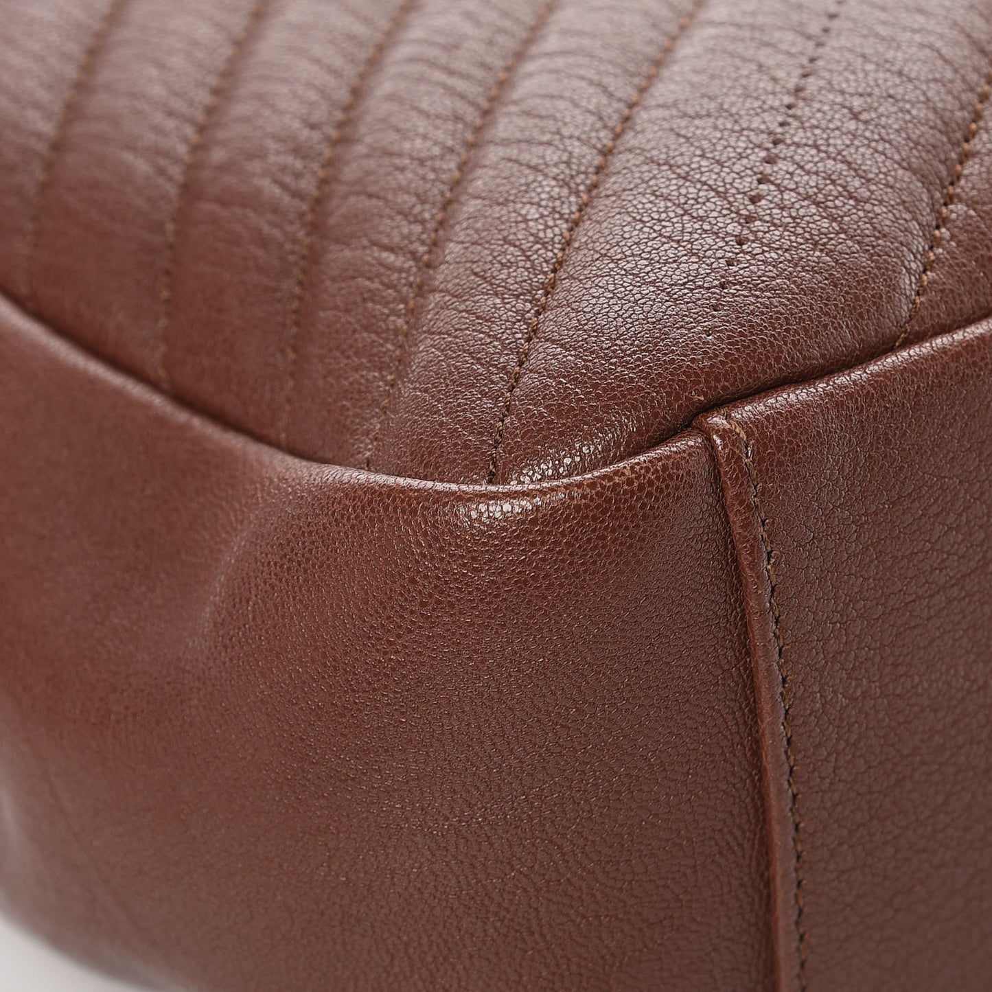 Sheepskin Matelasse Chevron Monogram Large College Satchel Cognac