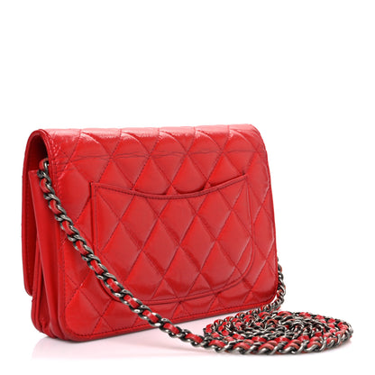 Chanel Glazed Calfskin Quilted Reissue Wallet On Chain WOC Red 3 of 12