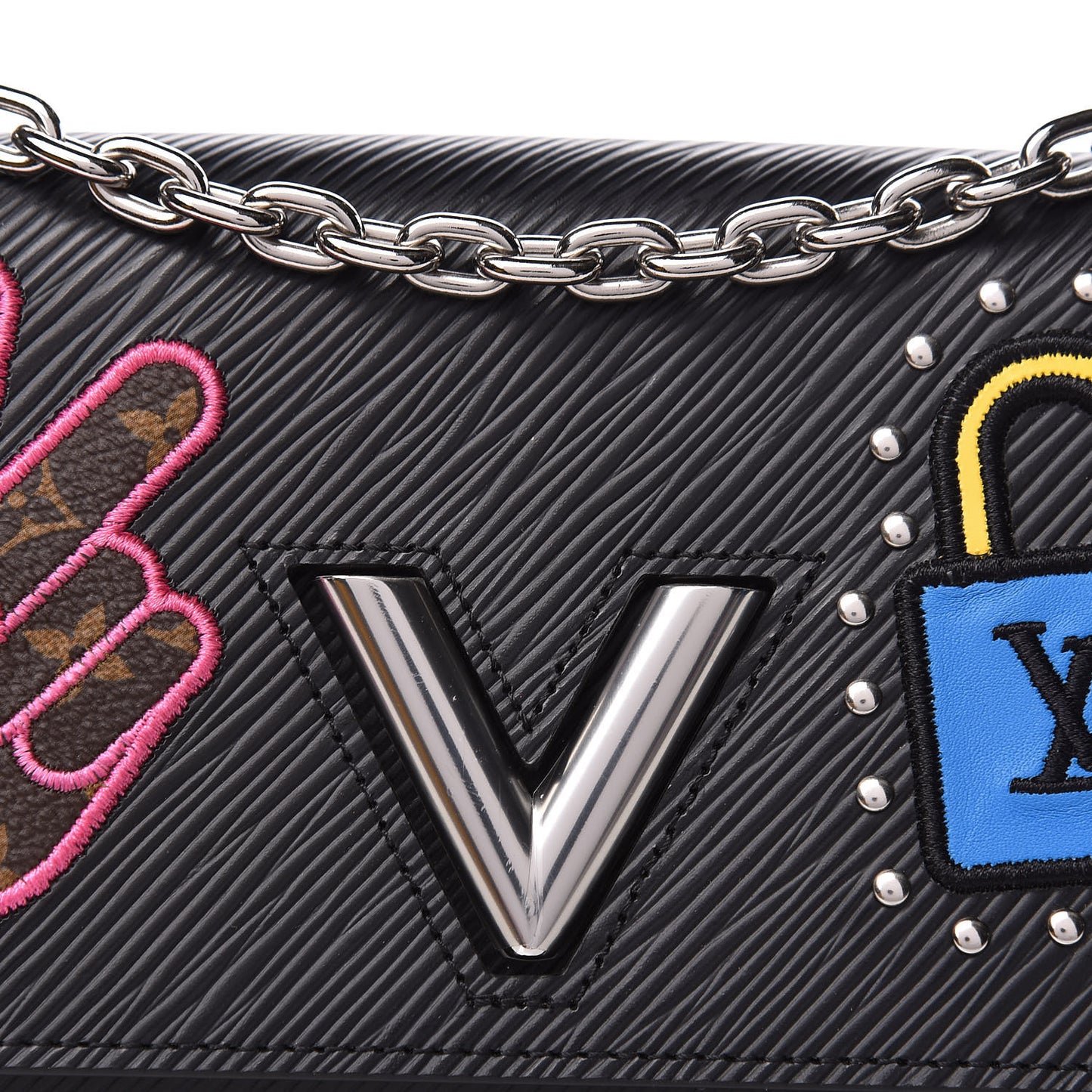 Epi LV Stories Twist Chain Wallet Black