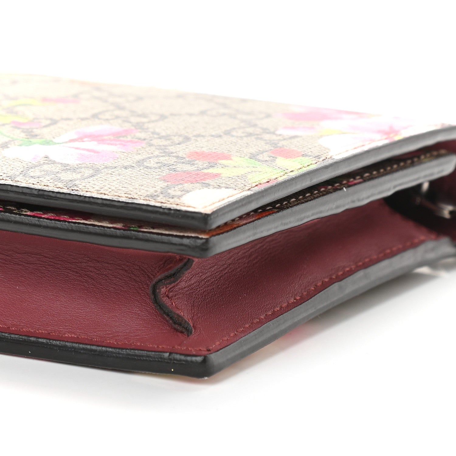 Gucci GG Supreme Monogram Blooms Chain Wallet Beige Multicolor Dry Rose 8 of 8
