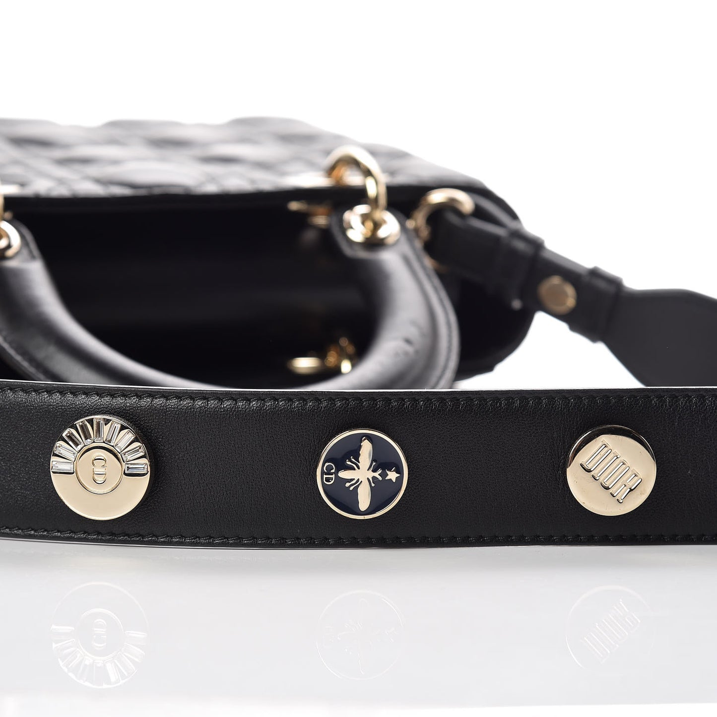 Lambskin Cannage Small Lucky Badges My Lady Dior Black