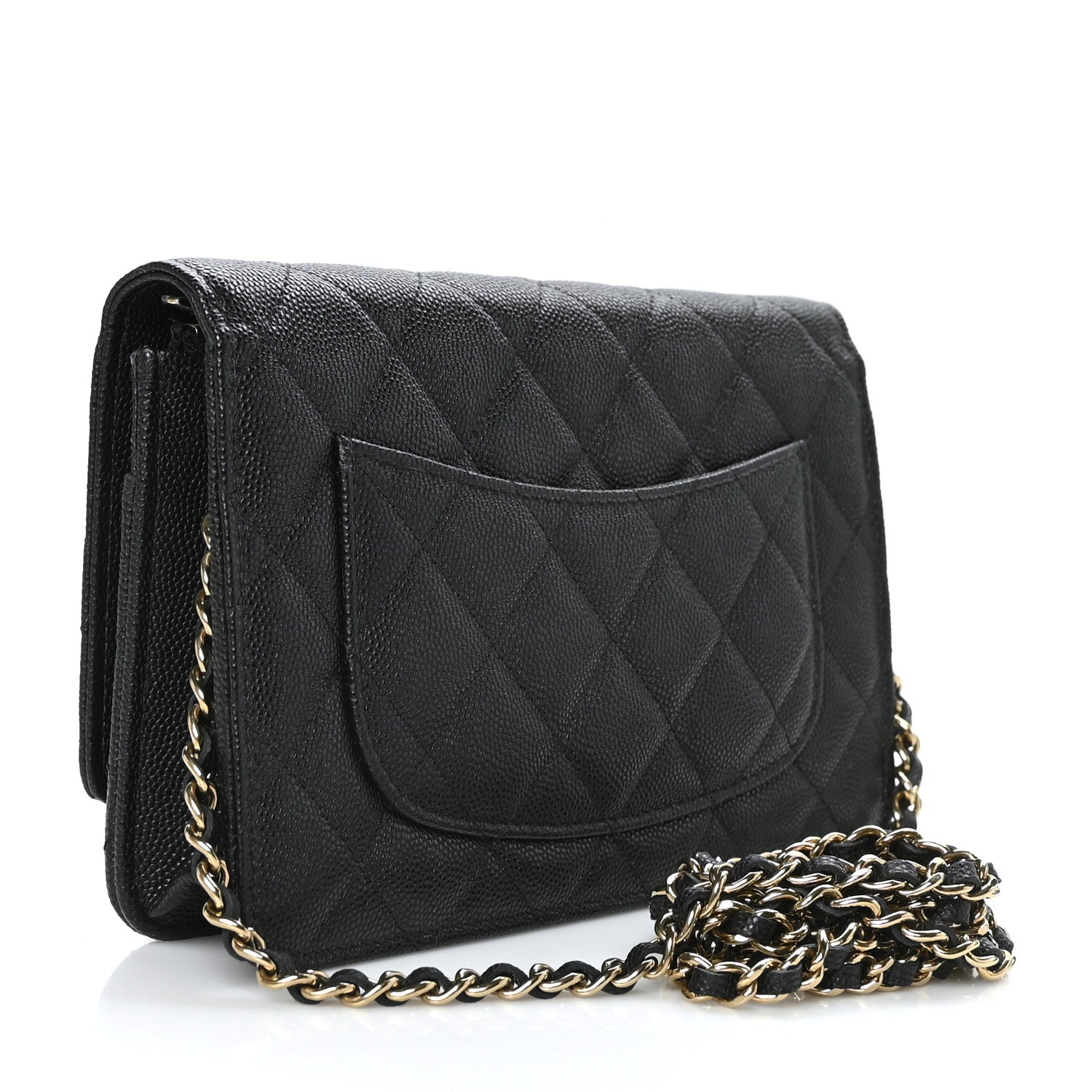 Chanel Caviar Quilted Perforated Metal CC Wallet On Chain WOC Black 2 of 9
