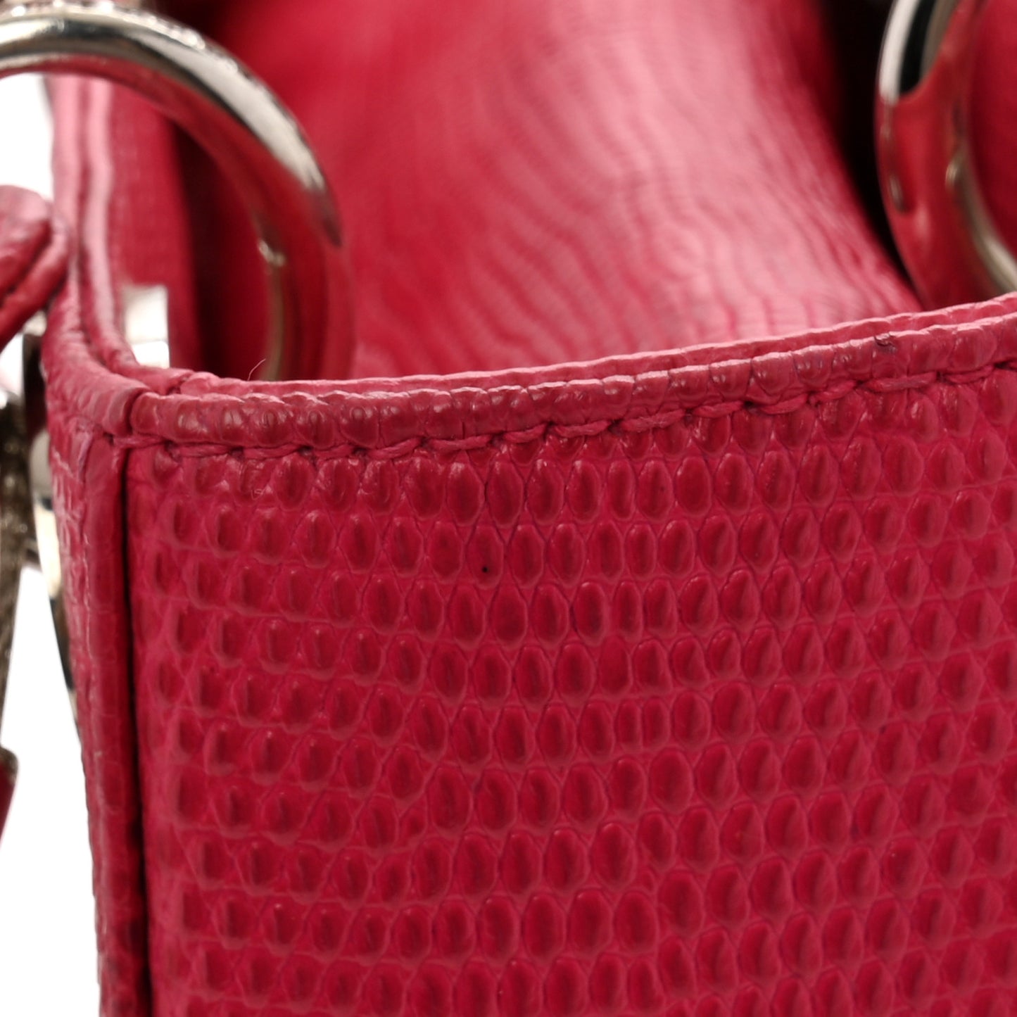 Lizard Swarovski Crystal Mini Lady Dior Dark Pink