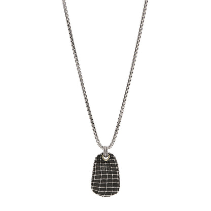 David Yurman Sterling Silver 18K Yellow Gold Seahorse Dog Tag Pendant Necklace 1 of 4