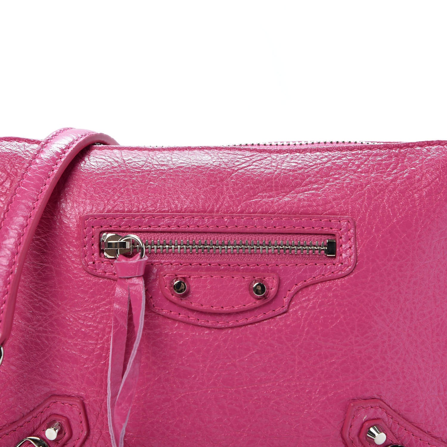 Balenciaga Agneau Arena Classic Silver Hardware Pouch With A Chain Crossbody Rose Flamingo 8 of 8