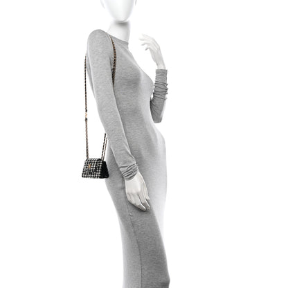 Chanel Tweed Houndstooth Quilted Mini Accordion Clutch With Chain White Black 2 of 11