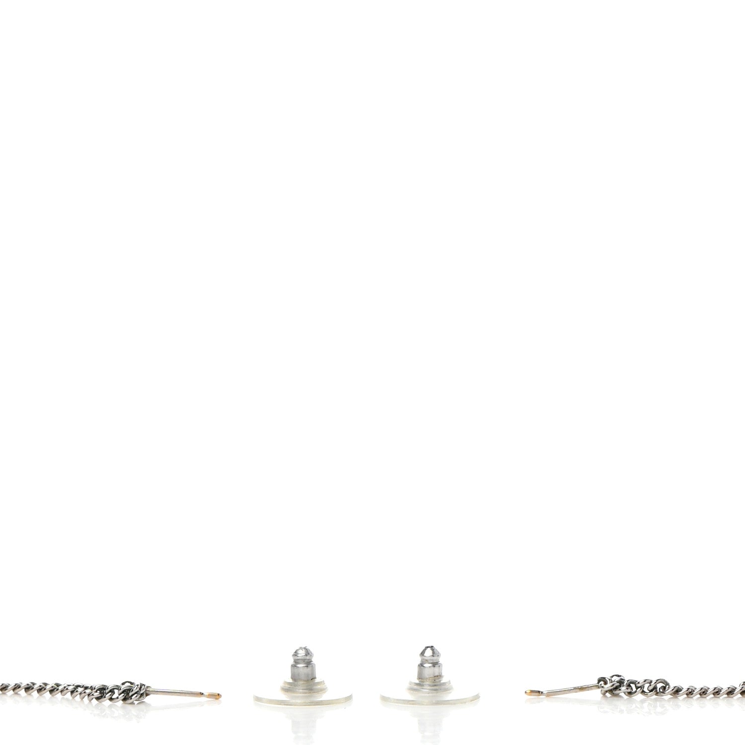 Chanel Crystal CC Chain Drop Earrings Silver 3 of 4