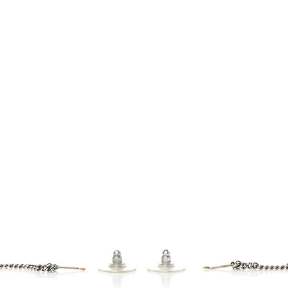 Chanel Crystal CC Chain Drop Earrings Silver 3 of 4