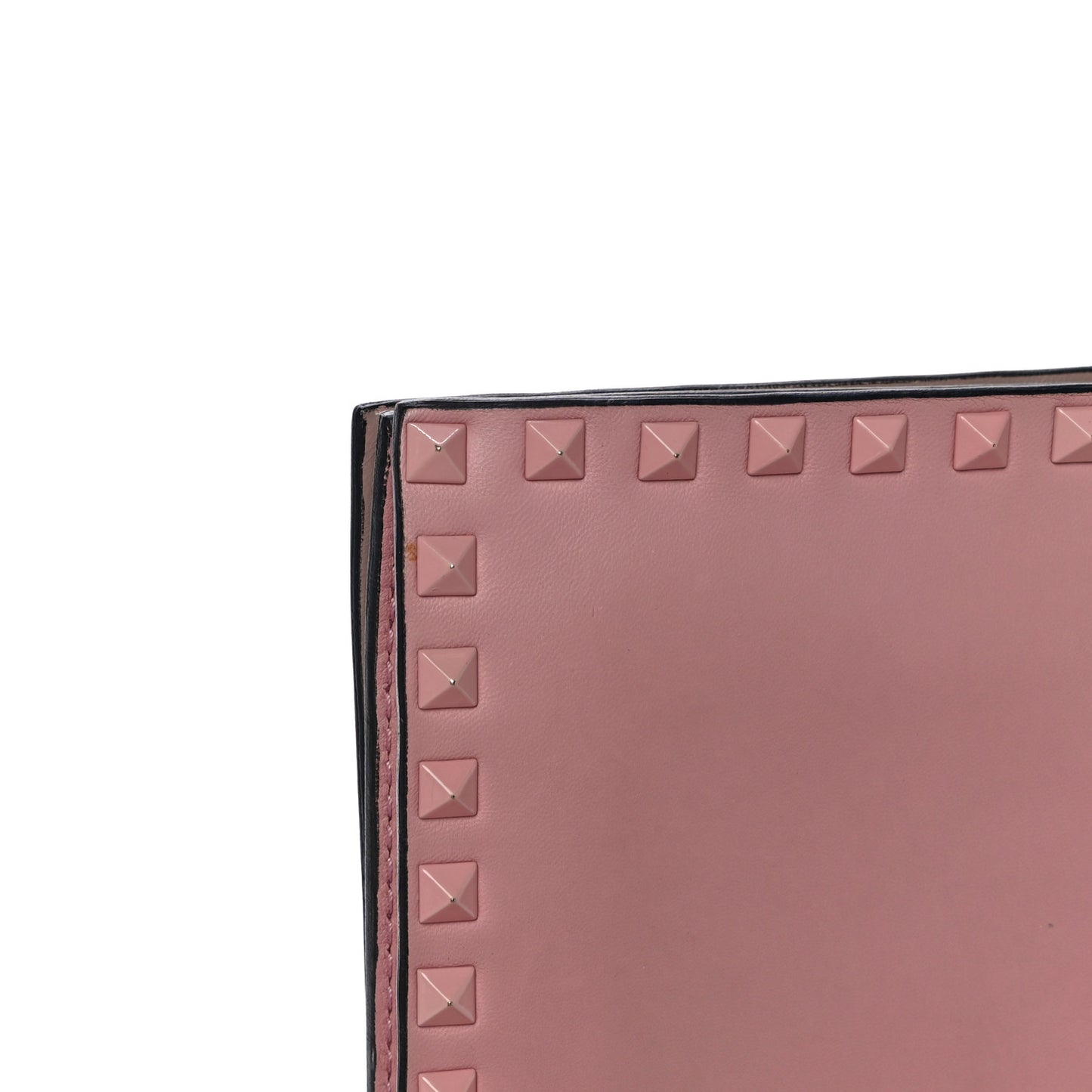 Nappa Monochrome Rockstud Wristlet Clutch Pop Gardenia