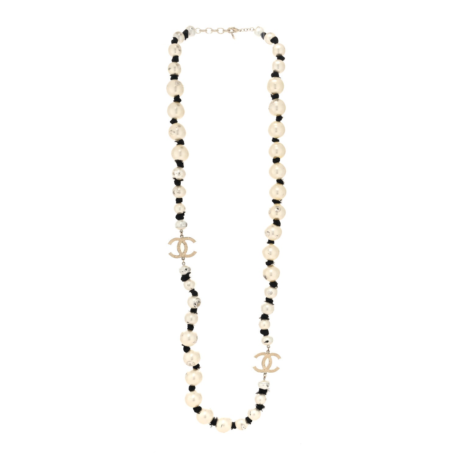 Chanel Pearl Grosgrain CC Long Necklace Gold 3 of 7