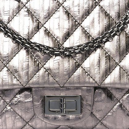 Chanel Metallic Calfskin Striped 2.55 Reissue 227 Silver 8 of 11
