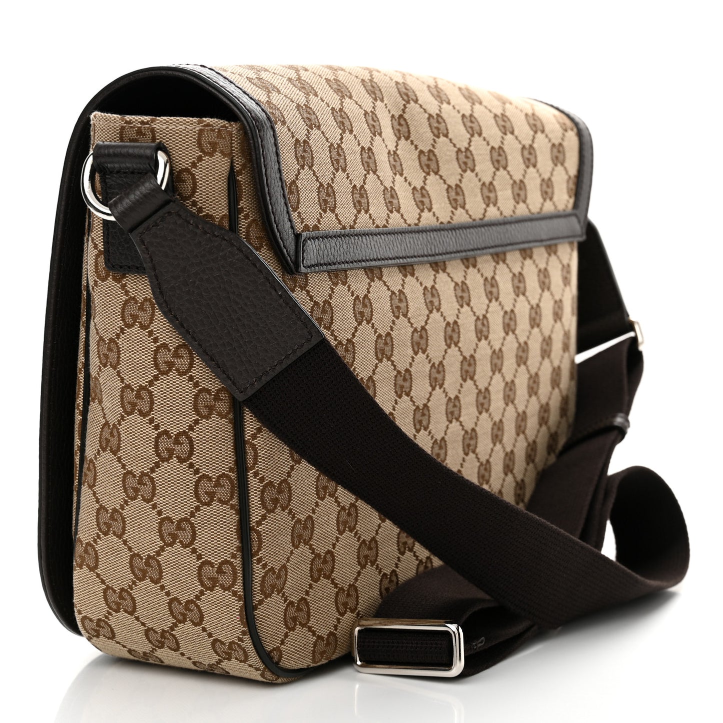 Monogram Large Flap Messenger Bag Beige Dark Brown