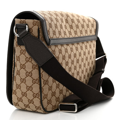 Gucci Monogram Large Flap Messenger Bag Beige Dark Brown 3 of 10