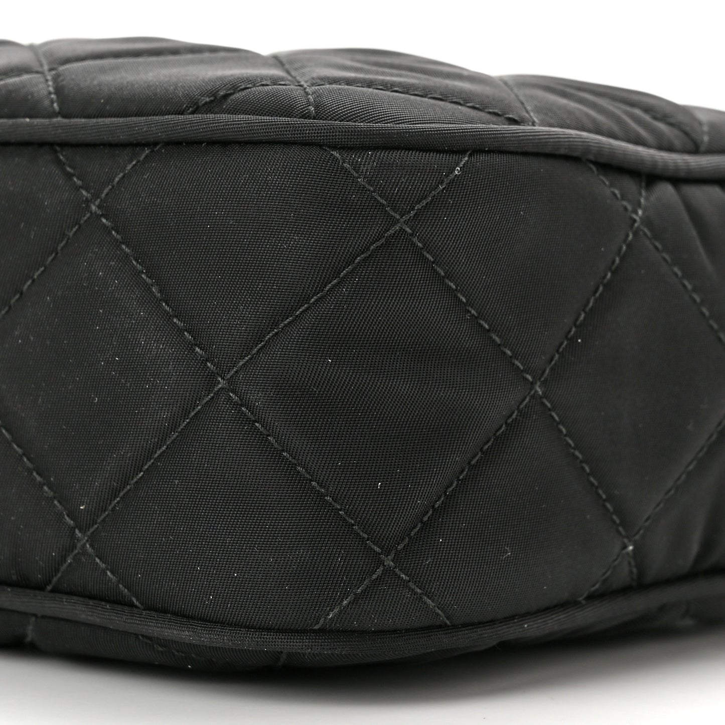 Nylon Tessuto Impuntu Quilted Bandoliera Crossbody Bag Black