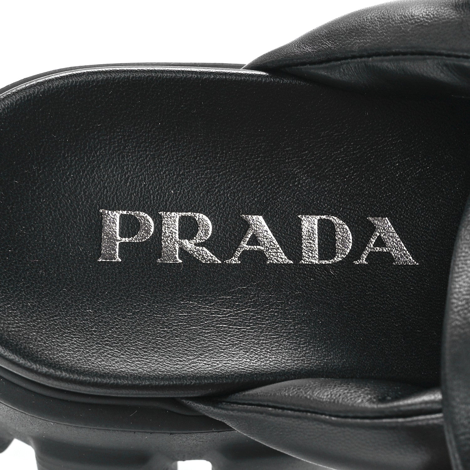 Prada Nappa Soft Metal Triangle Logo Padded Monolith 55mm Slingback Sandals 40 Black 7 of 9
