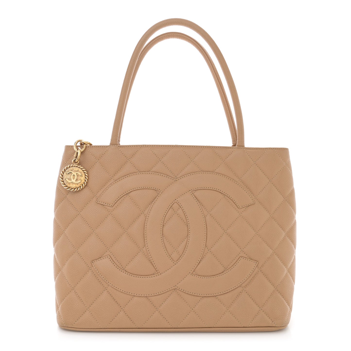 Caviar Quilted Medallion Tote Beige