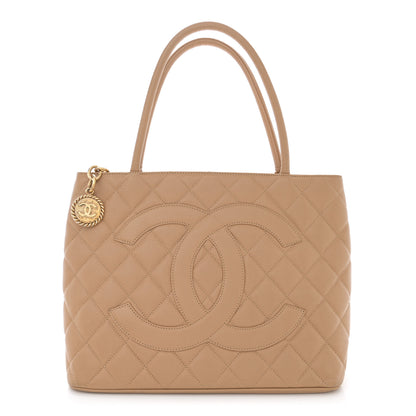 Chanel Caviar Quilted Medallion Tote Beige 1 of 13