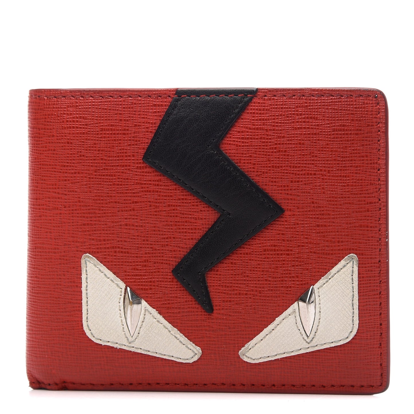 Vitello Elite Flamingo Lightning Monster Eyes Bi-Fold Wallet Rosso White Black