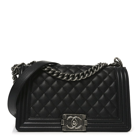 Caviar Quilted Medium Boy Flap Black